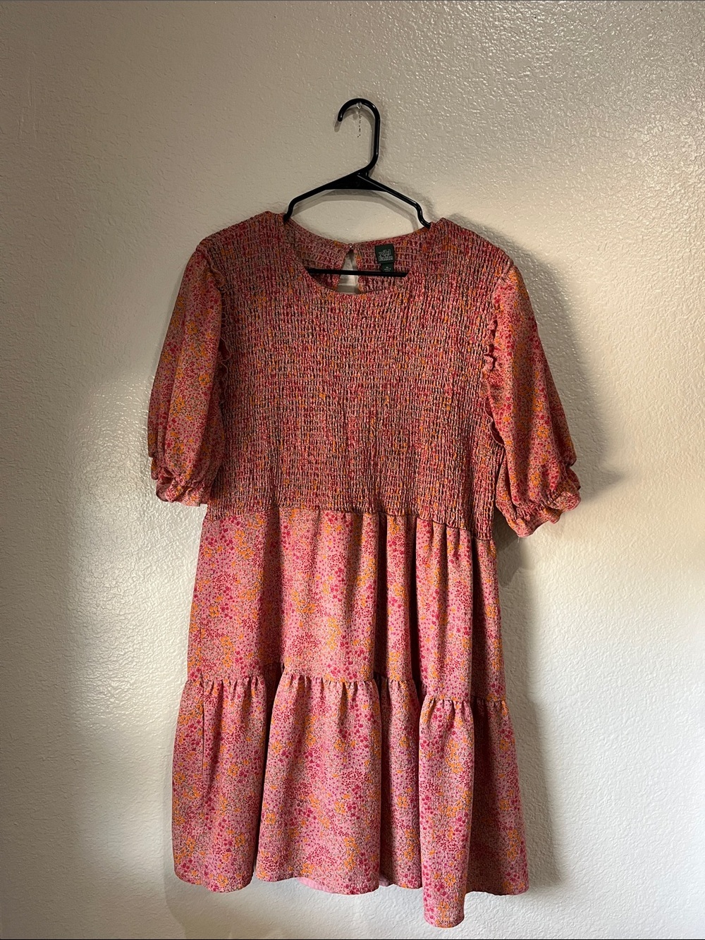 wild fable Pink Floral Smocked Midi Dress Sz XL Cottage Core Farmhouse TC0293